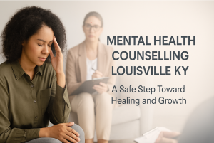 Illustration of a calm therapy session representing Mental Health Counselling in Louisville KY